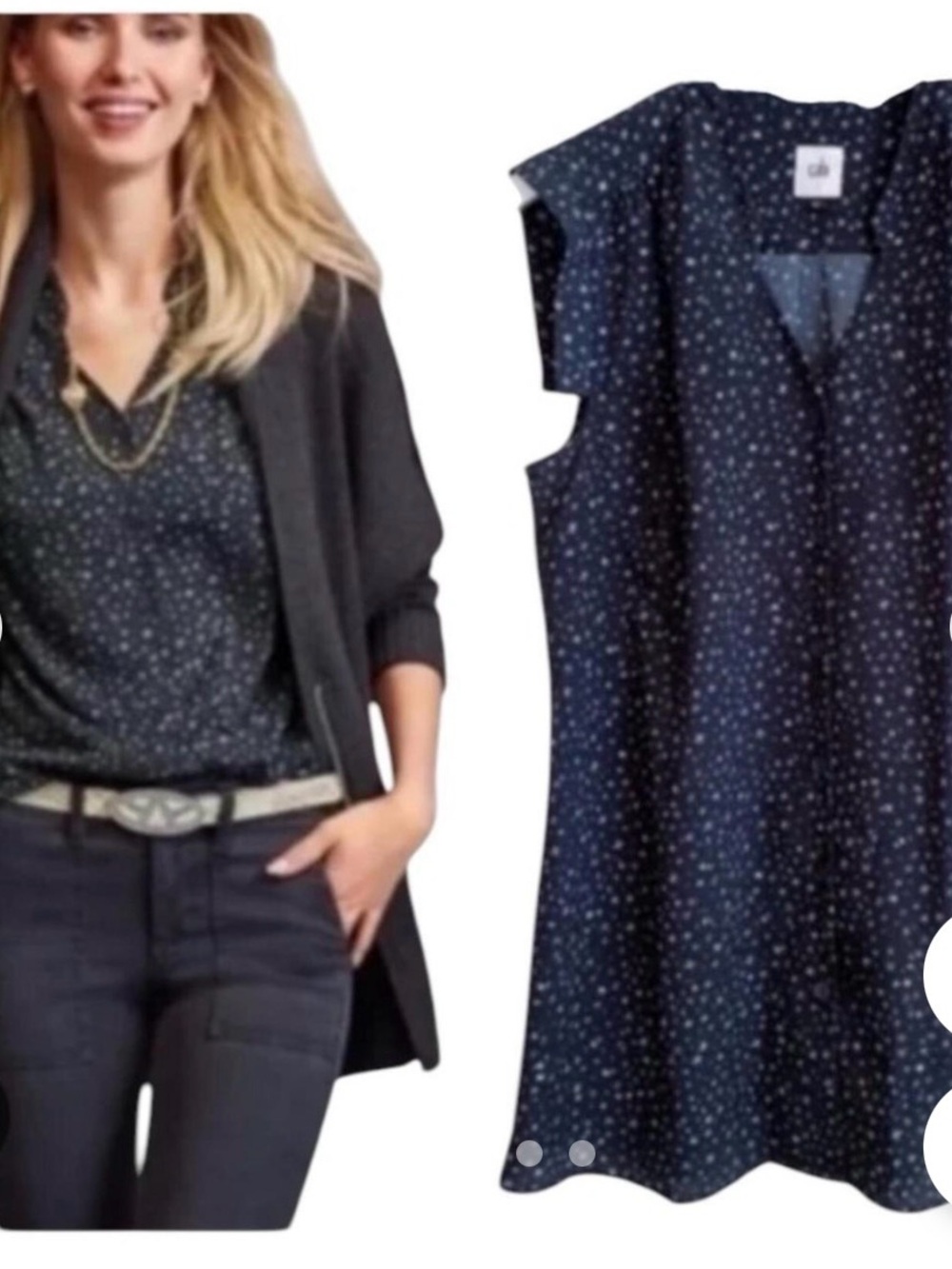 Cabi Astral Sleeveless Blouse in Navy